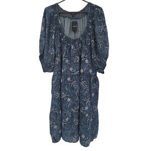 Torrid Size 4 Dress Blue Floral Tiered Short Sleeve Ruffle Pockets Peplum NWT